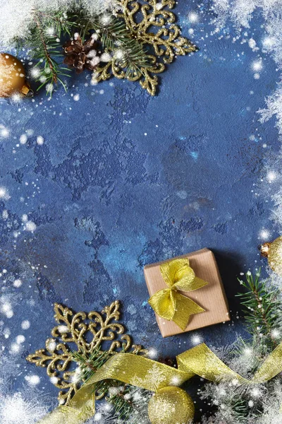 Cartão Natal Com Decorações Fundo Natal Com Lugar Para Texto — Fotografia de Stock