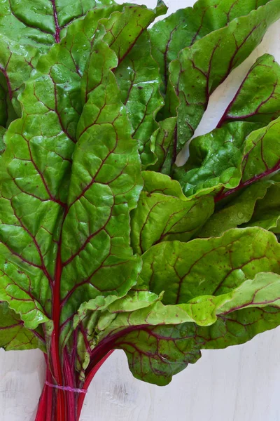 Fresh, raw leaves of the beetroot on a concrete background. — Stock Photo, Image