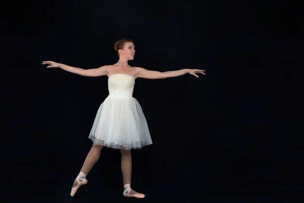 Bailarina Pointes Vestido Dança Contexto Branco — Fotografia de Stock