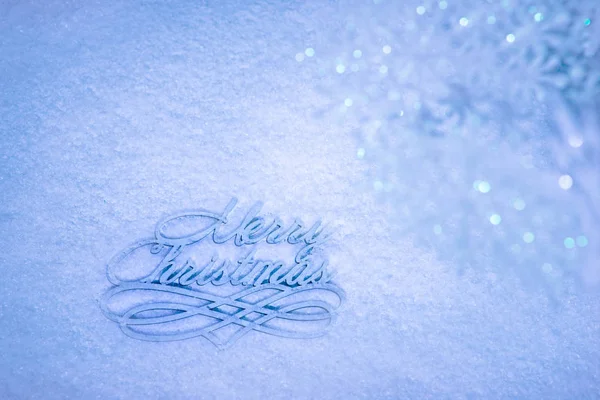 Copos Nieve Decorativos Sobre Fondo Azul Feliz Navidad Feliz Año — Foto de Stock