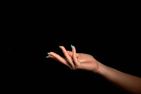 Estúdio Tiro Mão Uma Mulher Não Identificada Mostrando Gesto Dedos — Fotografia de Stock