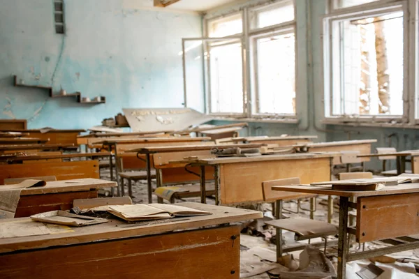 Escuela Soviética Lanzada Destruida Pripyat Después Del Accidente Chernobyl Ucrania — Foto de Stock