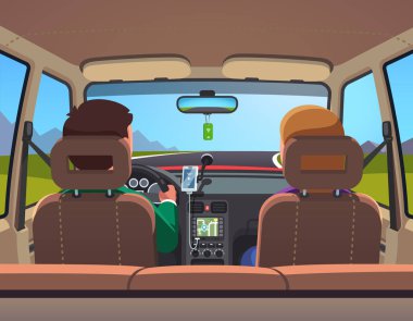 Tatil araba yol gezisi iki kişi aile çift