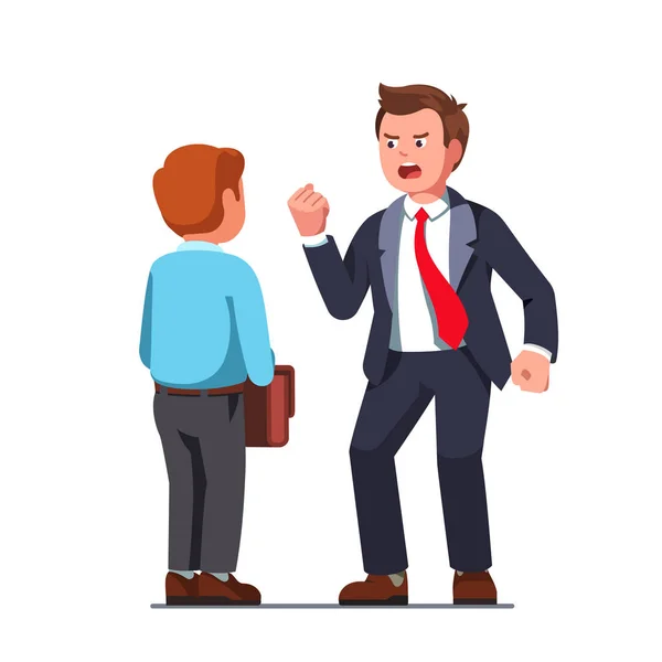 Boss business man screaming on scared employee — Stock Vector