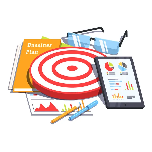 Documento del plan de negocio junto al informe analítico — Vector de stock