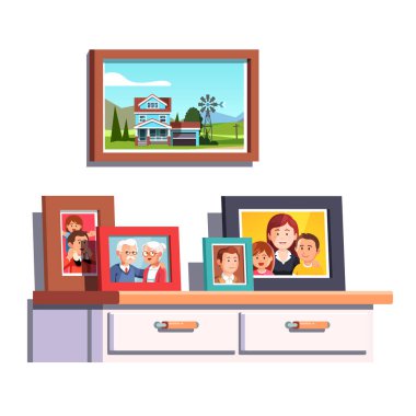 Aile yakınları çekmece sandığıüzerinde kare fotoğrafları