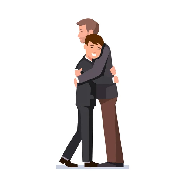 Zwei sich umarmende Geschäftsleute. oder Vater und Kind — Stockvektor