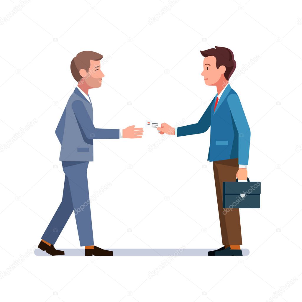 Business man giving card to potential partner