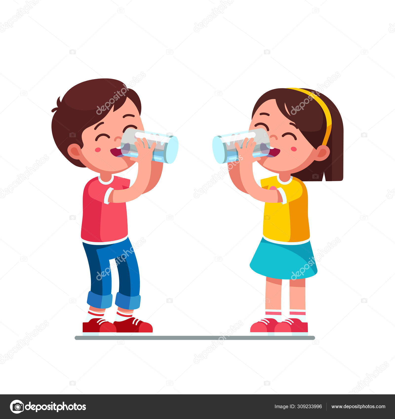 Personas bebiendo agua imágenes de stock de arte vectorial | Depositphotos