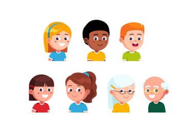 Çocuklar, gils çocuklar ve yaşlılar closeup portreler