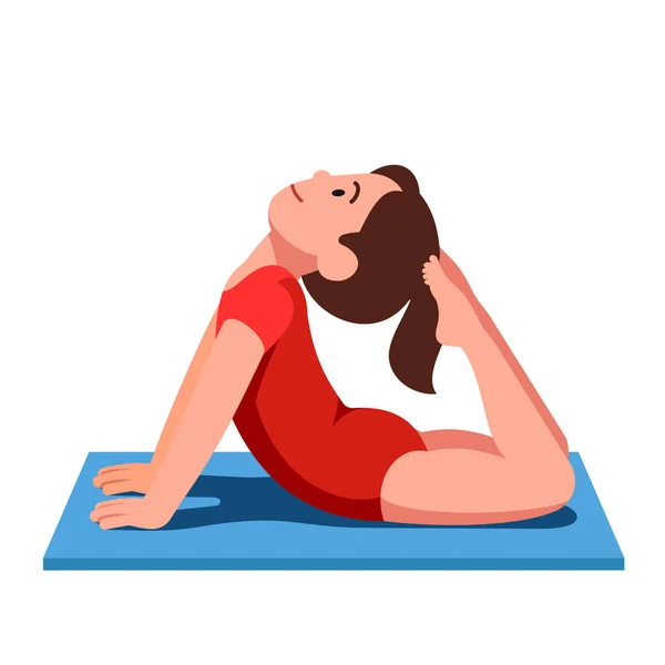 Chica sonriente practicando yoga y haciendo ejercicio — Vector de stock