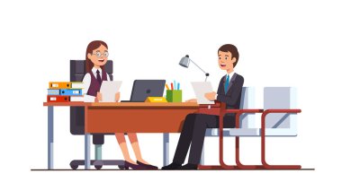 Patron kadın Cv tutan, iş başvuru adam toplantı