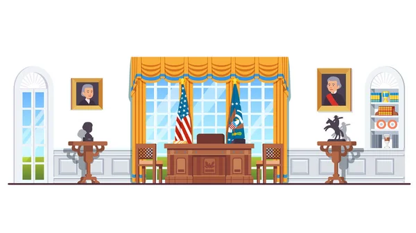 Uns Weißes Haus Oval Office mit US-Flaggen — Stockvektor