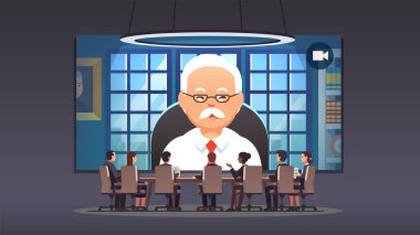 Yönetim kurulu insanlar video üzerinden CEO ile konuşuyor