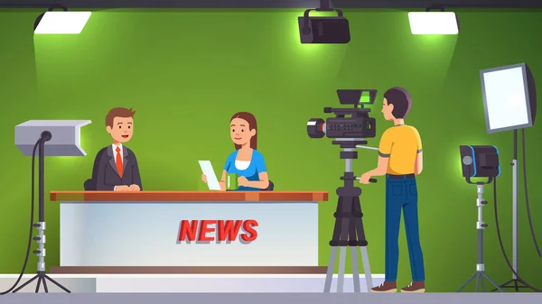 TV live news show host video interview — Stock Vector
