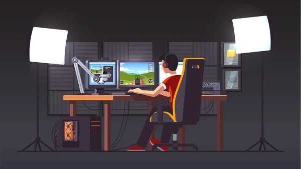 Cyber sport pro gamer partido de juego de streaming en vivo — Archivo Imágenes Vectoriales