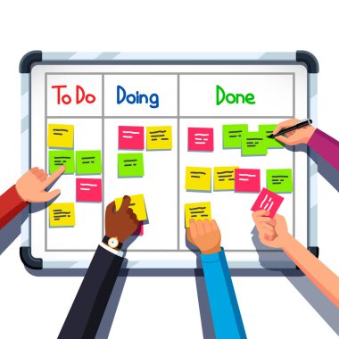 İş adamlarının elleri gemiye notlar yerleştiriyor.