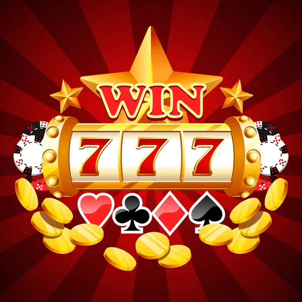 Lucky sevens winnen nummers slot machine trommel bandiet — Stockvector