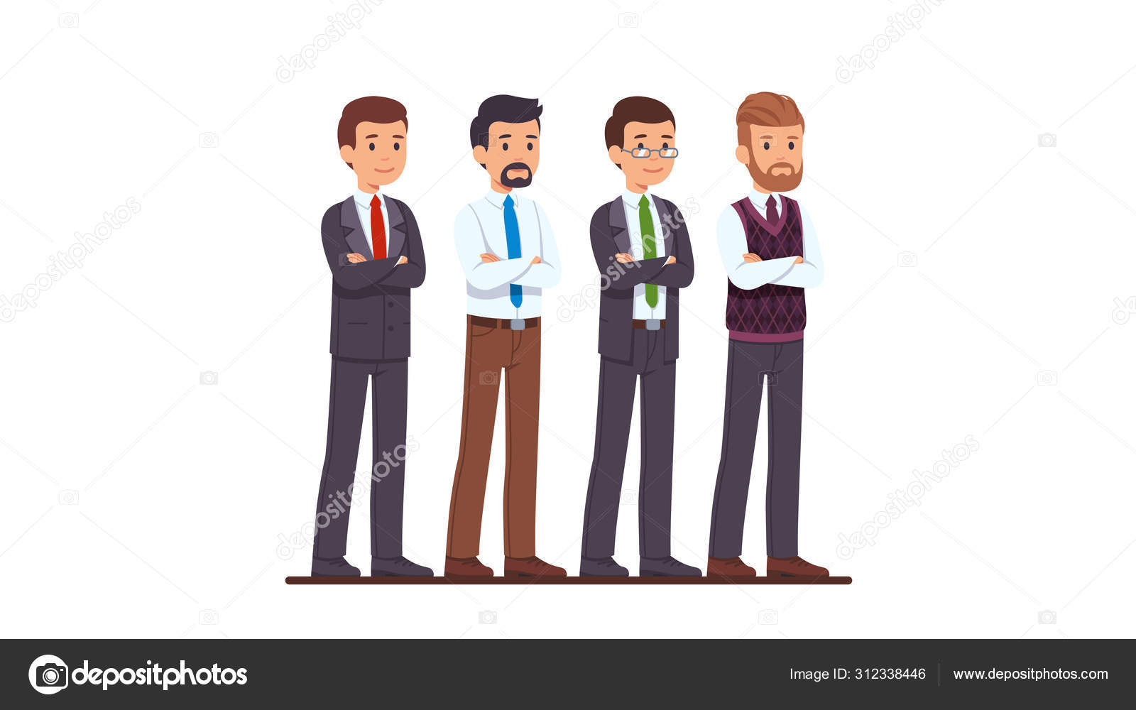 Four business man characters in suit set Stock Vector Image by  ©IconicBestiary #312338446