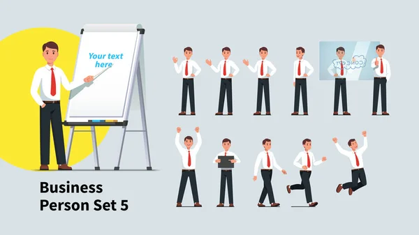 Set of business man or manager poses and actions — 스톡 벡터