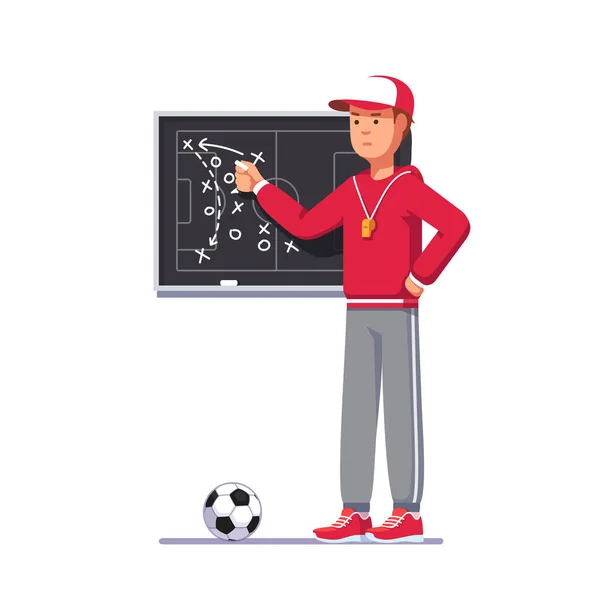 Soccer coach man drawing game plan on chalk board Royalty Free Stock Illustrations