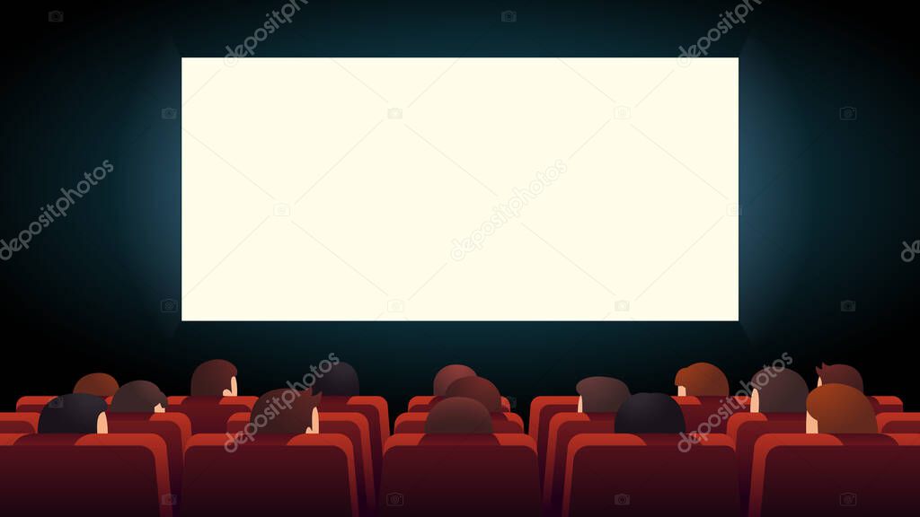 Movie theater. Cinema audience crowd watching film