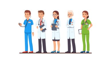 Üniformalı kadın ve erkek doktorlar