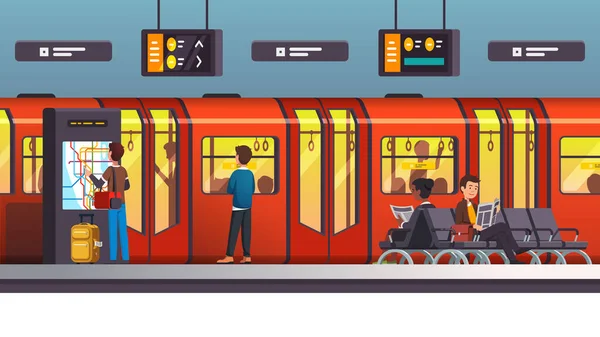 Városi metró tranzitállomás vonattal — Stock Vector