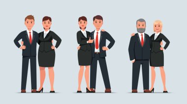 İş kadını ve erkek bir arada durur.