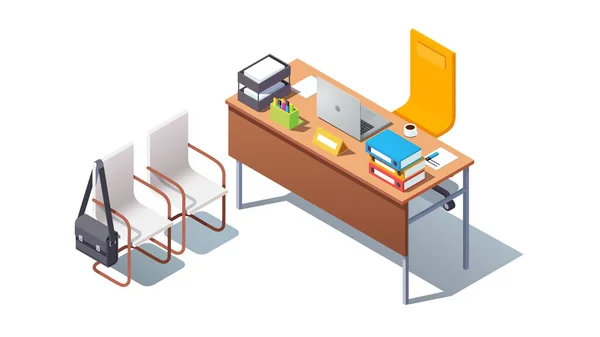 Modern minimalist boss office room interior design — Stock Vector