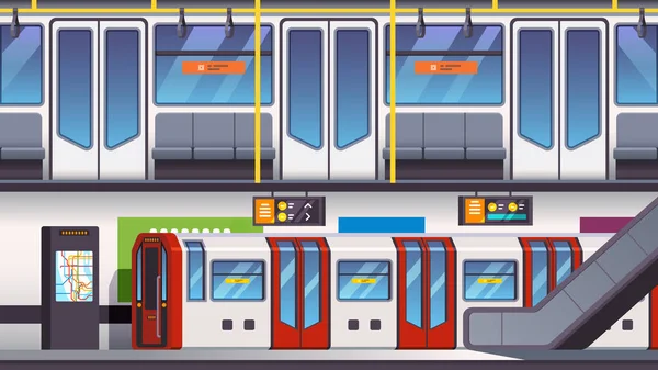 Ondergrondse metrostation met trein — Stockvector