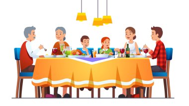 Aile Şükran Günü 'nü kutlamak için masaya uzandı.