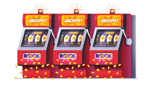 Automaty Jackpot wygrać plakat. Jednoręki bandyta. — Wektor stockowy