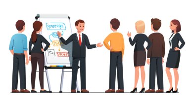 İşadamı yöneticisi personele stratejiyi açıklıyor