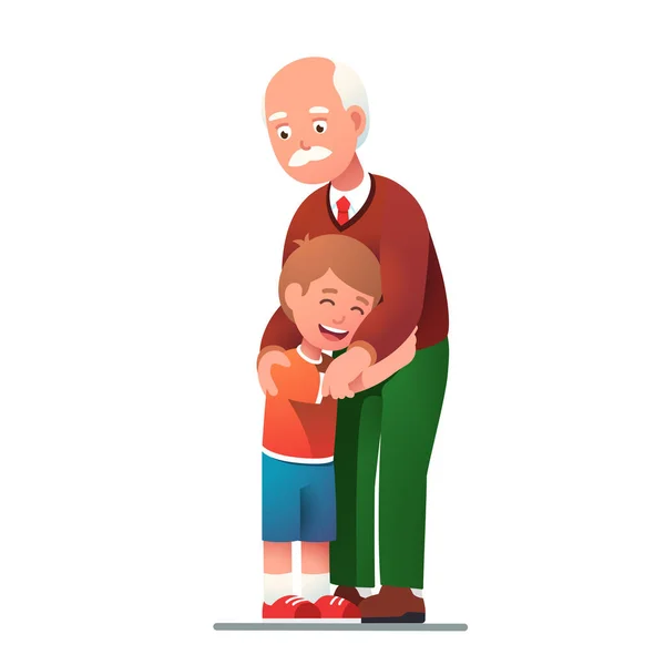 Smiling grand father embracing grand son child — Stock Vector