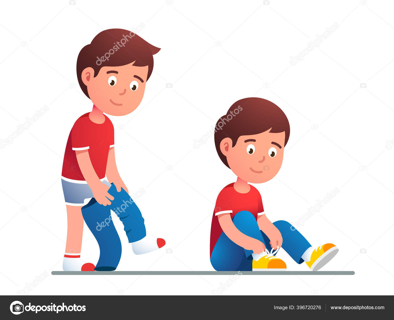 Garçon enfant habiller ou changer de pantalon image vectorielle par