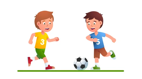 Çocuklar birlikte futbol oynuyorlar. Küçük futbol — Stok Vektör