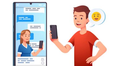 Erkek ya da kadın sohbet uygulaması ya da sosyal ağ kullanıyor