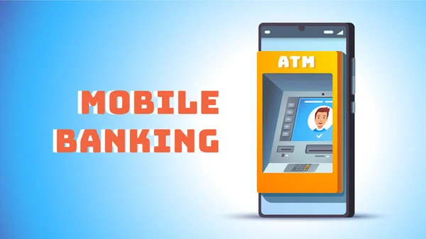 휴대 전화 컨셉 의 ATM 이요. 현금 지급기 — 스톡 벡터
