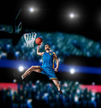 basketbol arenada dunk Slam yapma basketbolcu