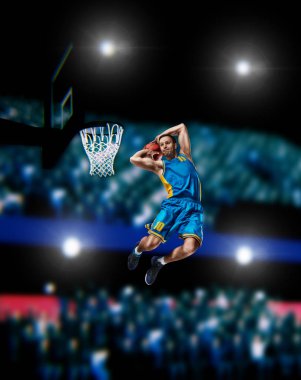 basketbol arenada dunk Slam yapma basketbolcu