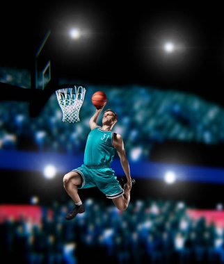 basketbol arenada dunk Slam yapma basketbolcu