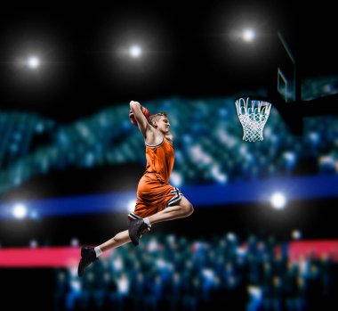 basketbol arenada dunk Slam yapma basketbolcu
