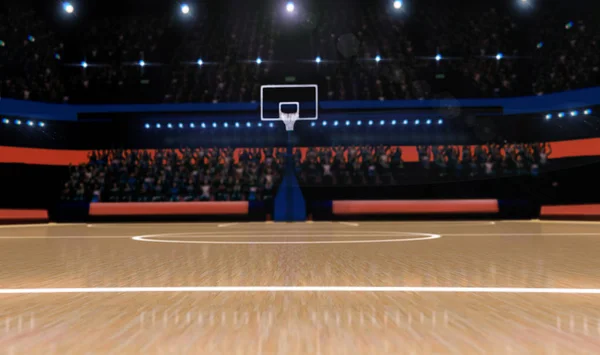 Arène de basket avec vue panoramique des spectateurs 3d rendu — Photo