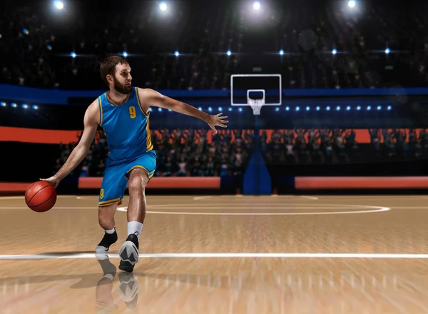 Jugador de baloncesto en acción en el patio de baloncesto — Foto de Stock