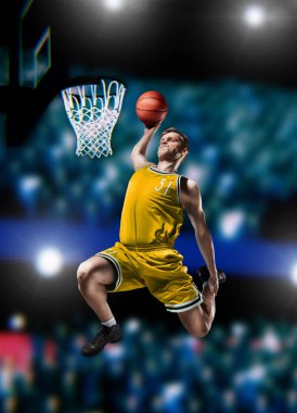 basketbol arenada dunk Slam yapma basketbolcu