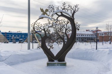 Yugorsk, Rusya - 13 Şubat 2019: Anıt 