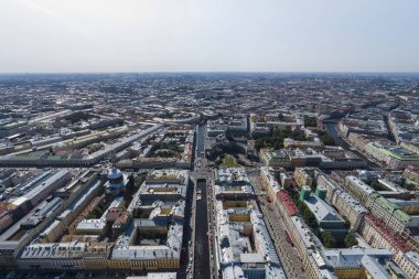 St. Petersburg yükseklikten. Saray bölgesi. Tanrı 'nın annesinin kazan simgesi Katedrali, Griboedov kanal. Hava