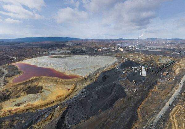 Very dirty city of Karabash. Aerial