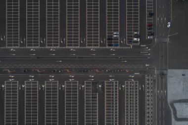 Boş otoparklar, hava manzarası.